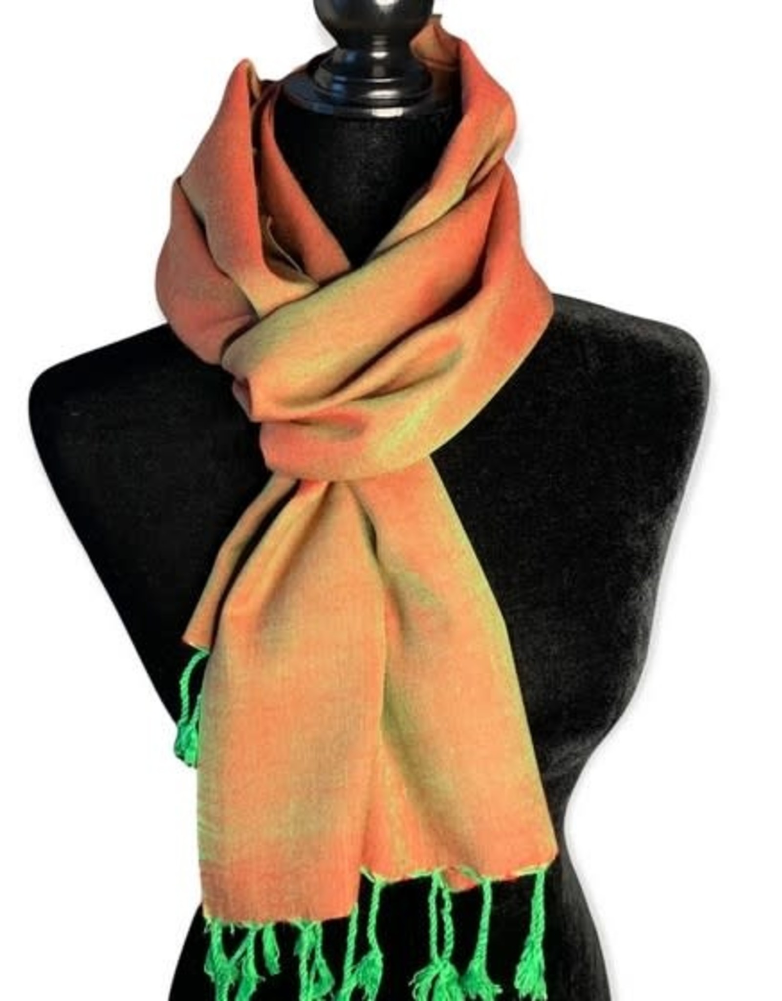 Dandarah Solid Handwoven Scarf - Red & Green