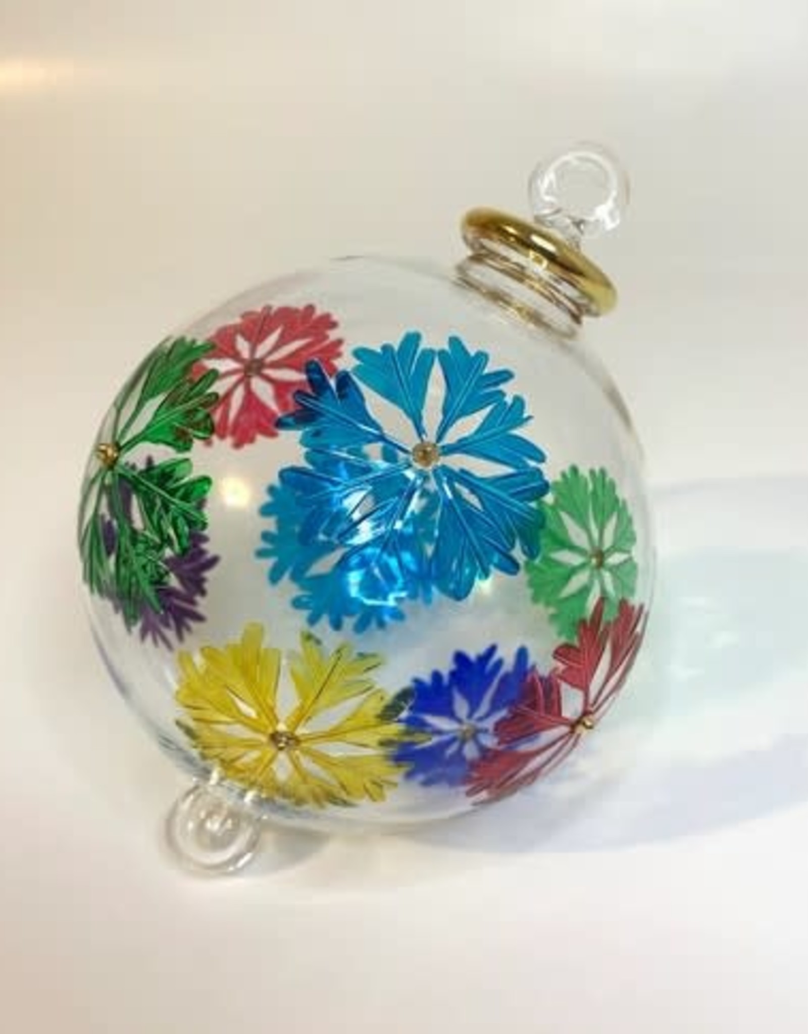 Dandarah Blown Glass Ornament - Colored Snow Flakes