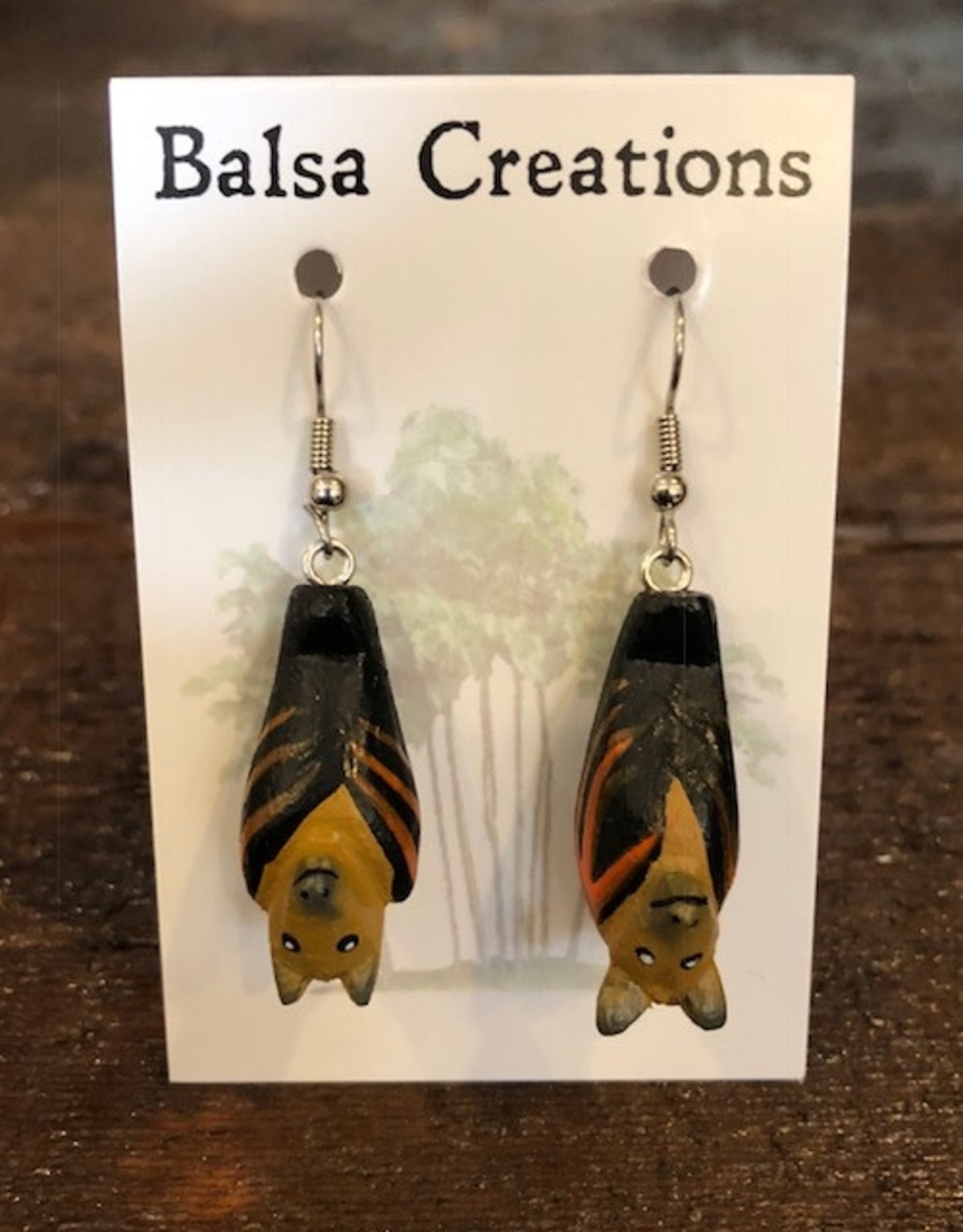 Women of the Cloud Forest Balsa Bat Earrings