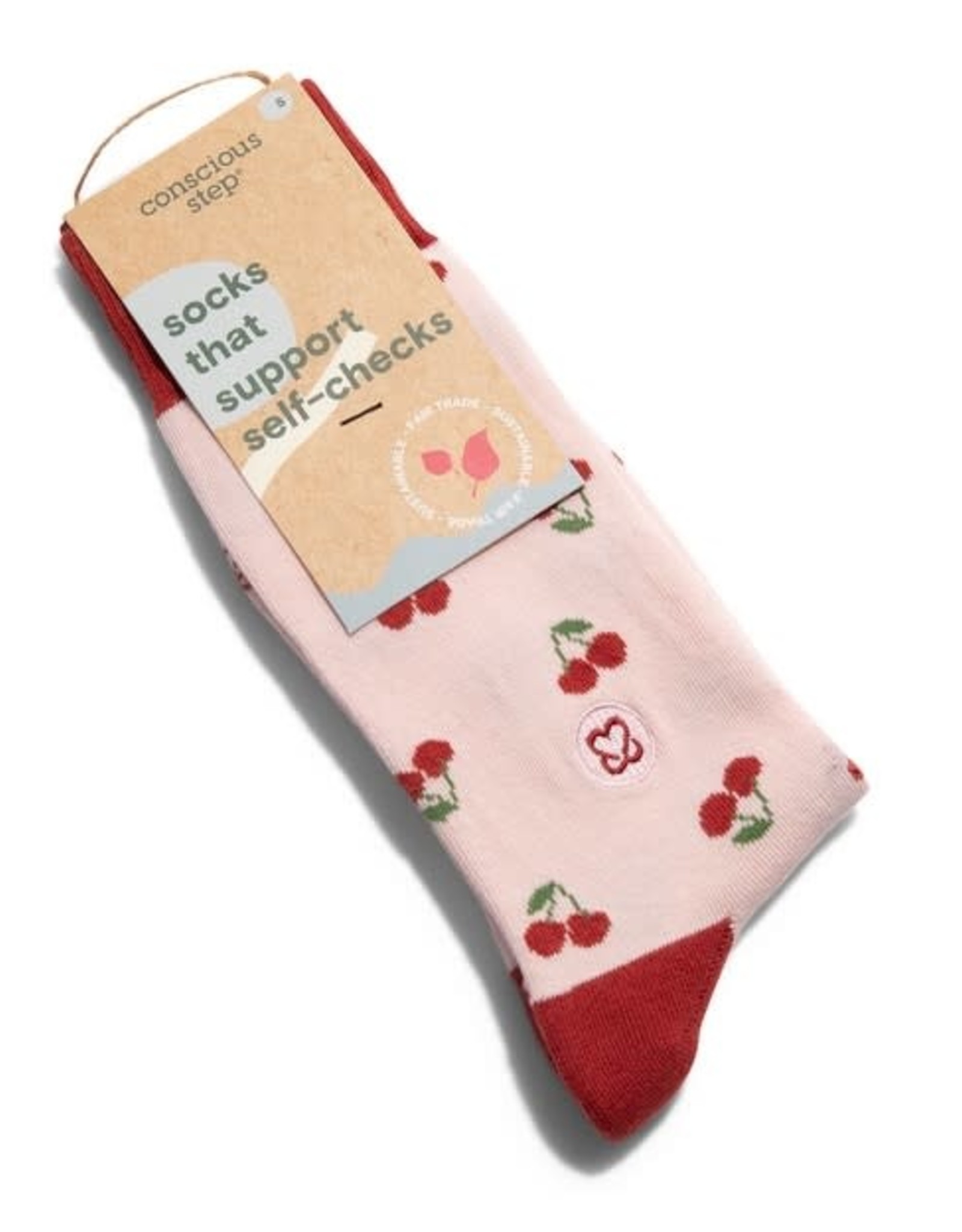 Conscious Step Socks that Support Self-Checks (Cherries)