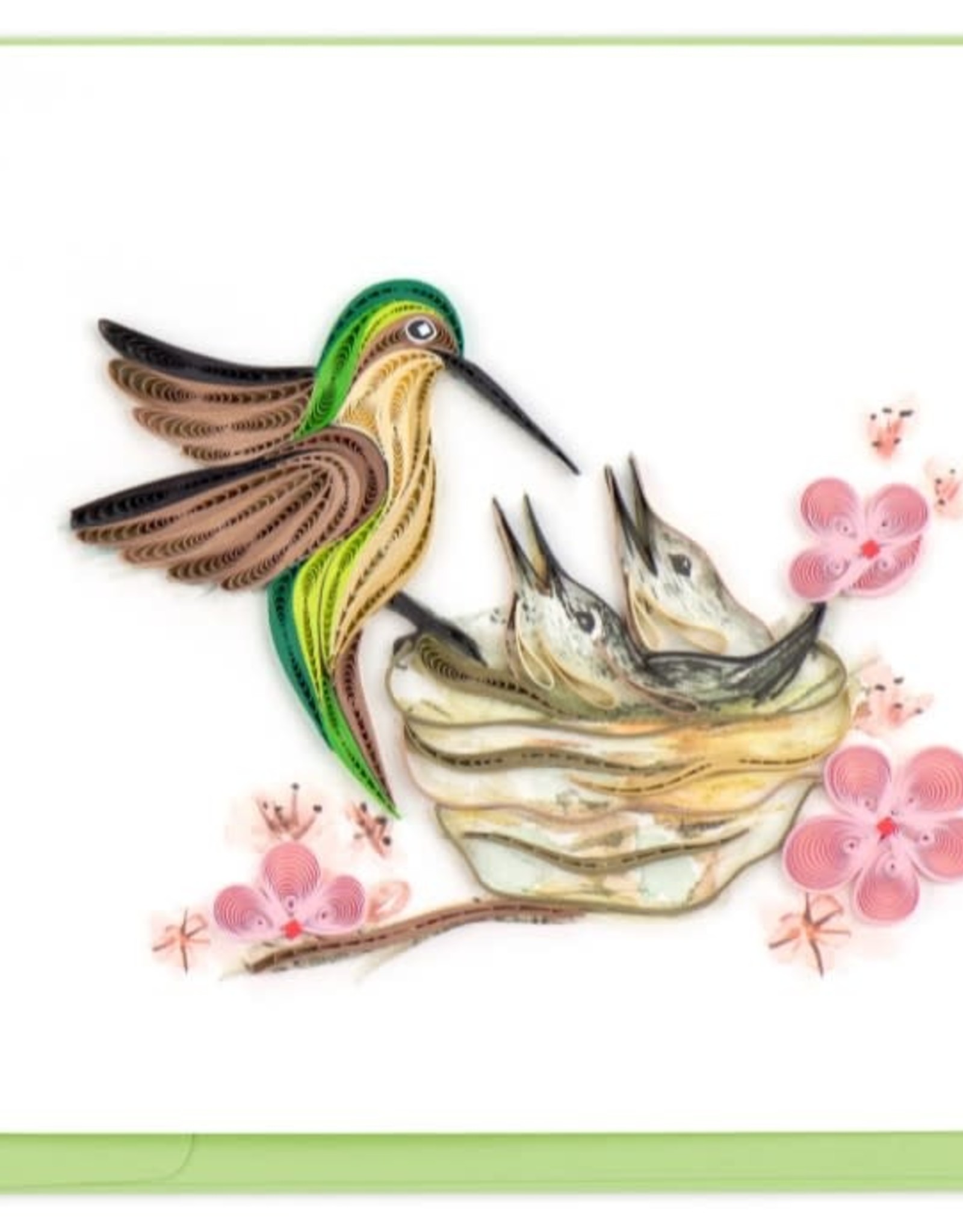 Quilling Card Quilled Hummingbird and Babies Greeting Card