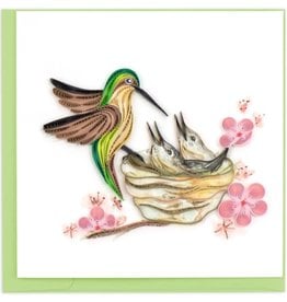 Quilling Card Quilled Hummingbird and Babies Greeting Card