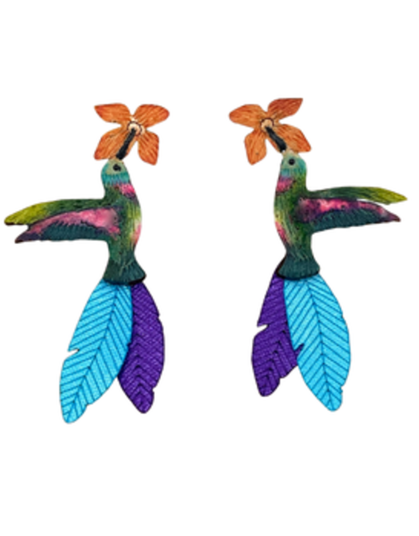 Tulia Artisans Ruby-Throated Hummingbird Beaded Earrings (Small)