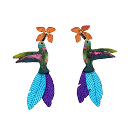 Tulia Artisans Ruby-Throated Hummingbird Beaded Earrings (Small)