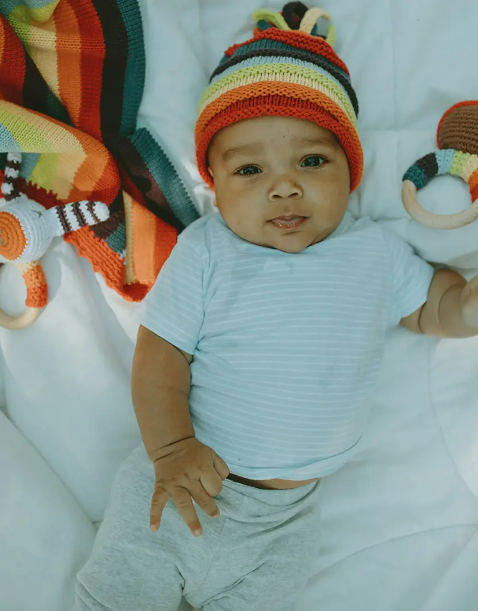 Pebble Rainbow Stripey Hat (0-6 Months)