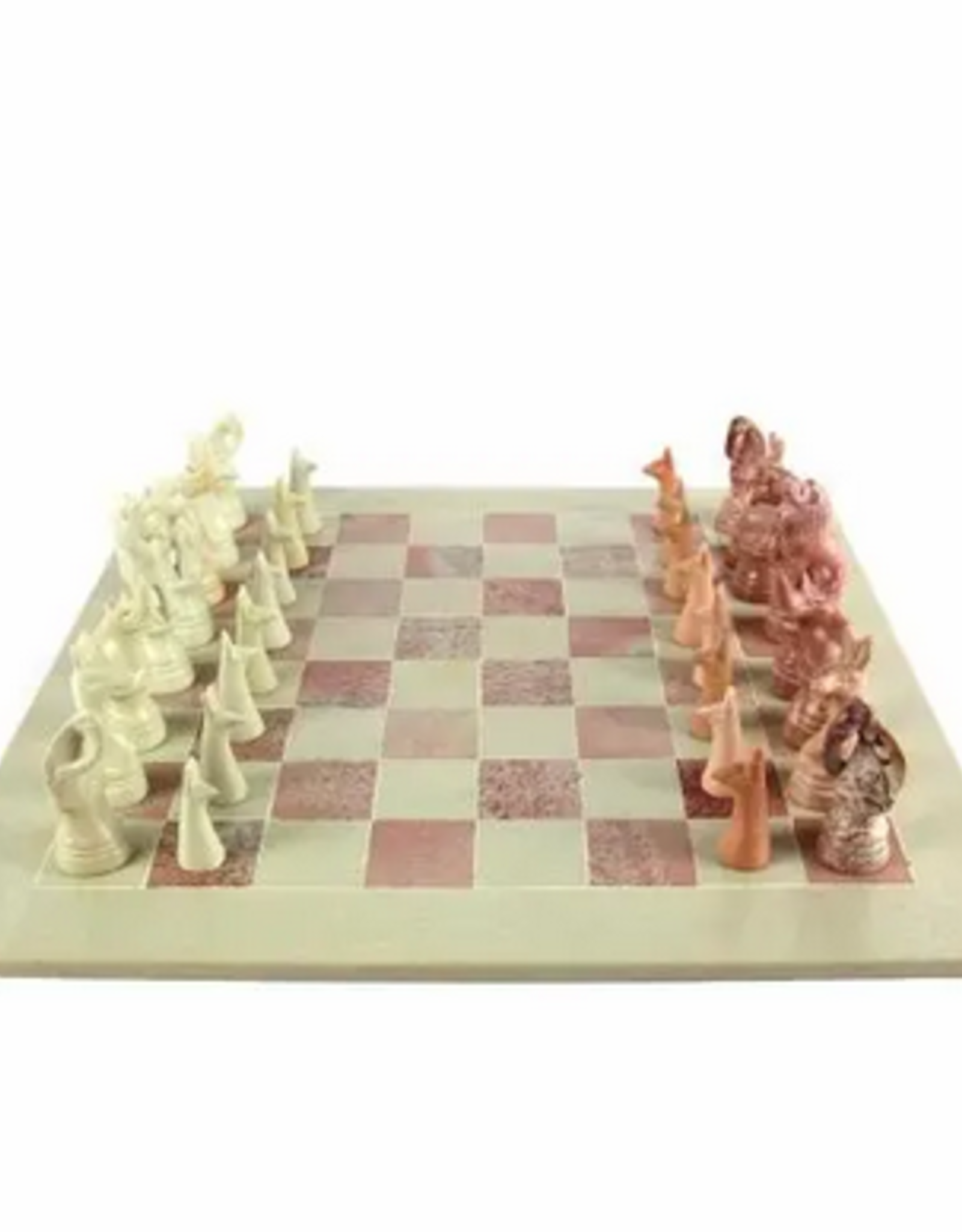 Global Crafts Animal Chess Set - Soapstone, 15" board