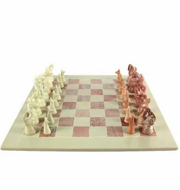 Global Crafts Animal Chess Set - Soapstone, 15" Board