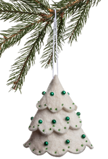 Silk Road Bazaar Christmas Tree Ornament - White/Green