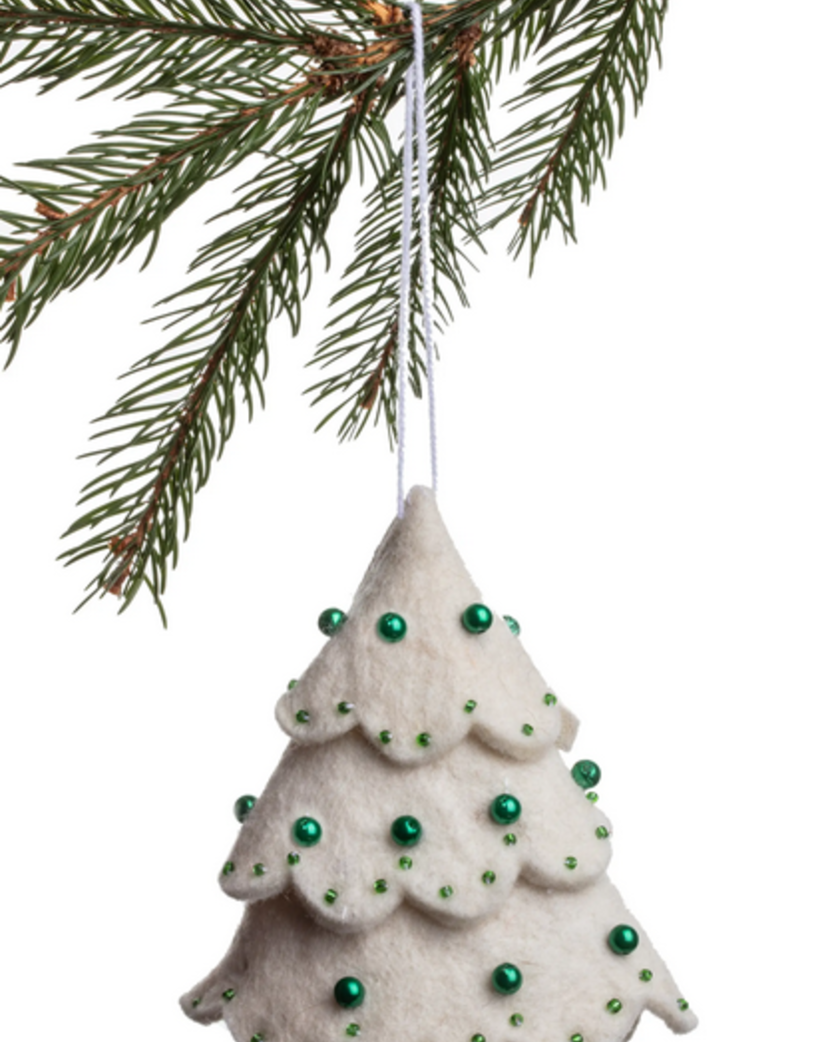 Silk Road Bazaar Christmas Tree Ornament - White/Green