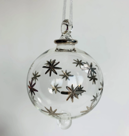 Dandarah Blown Glass Ornament - Silver Stars