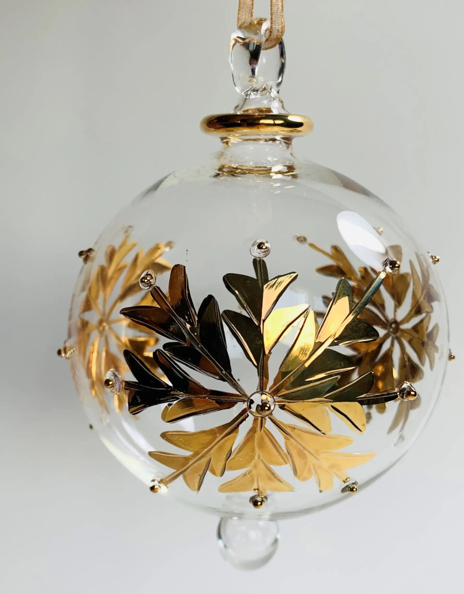 Dandarah Blown Glass Ornament - Gold Snow Flake