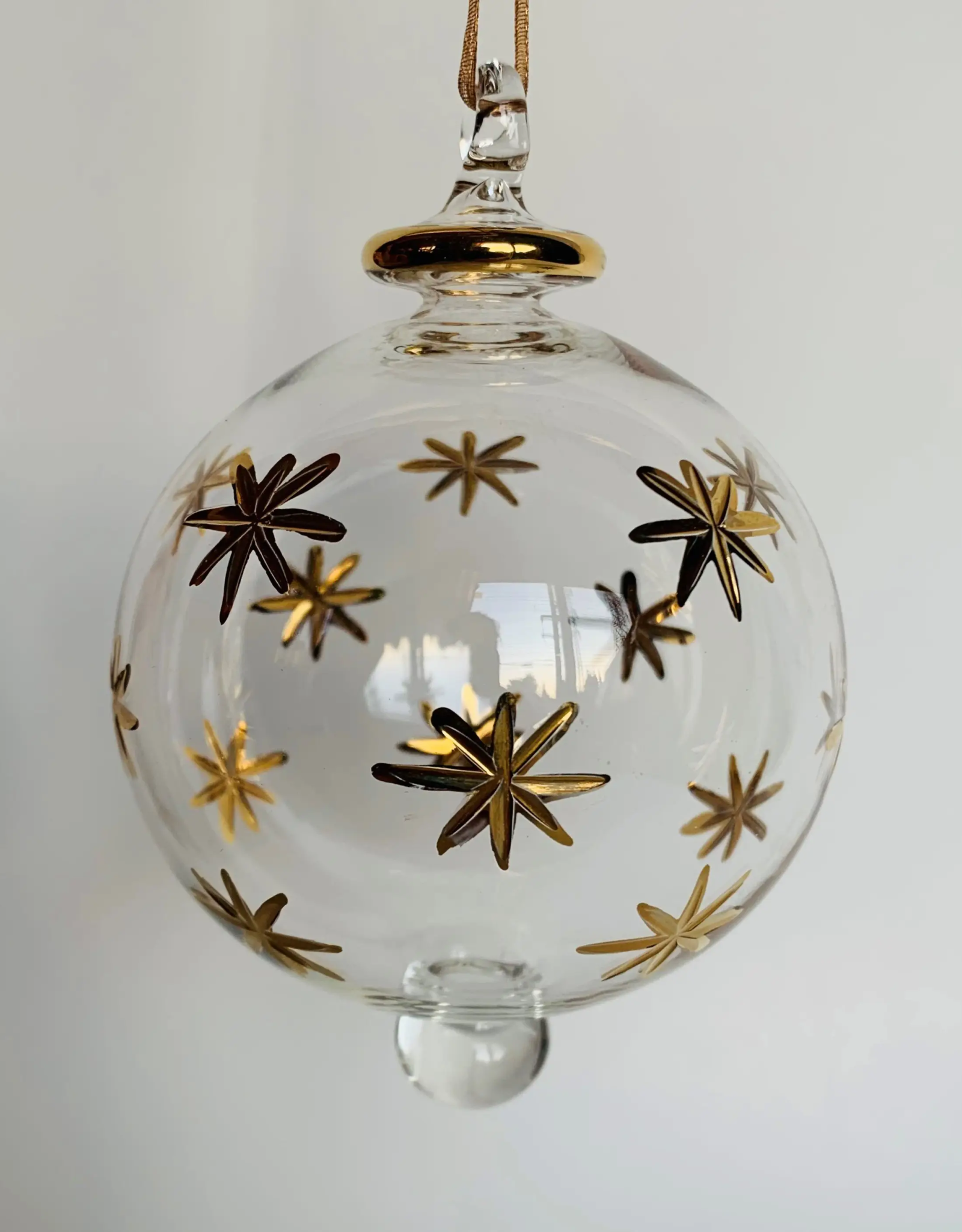 Dandarah Blown Glass Ornament - Gold Stars
