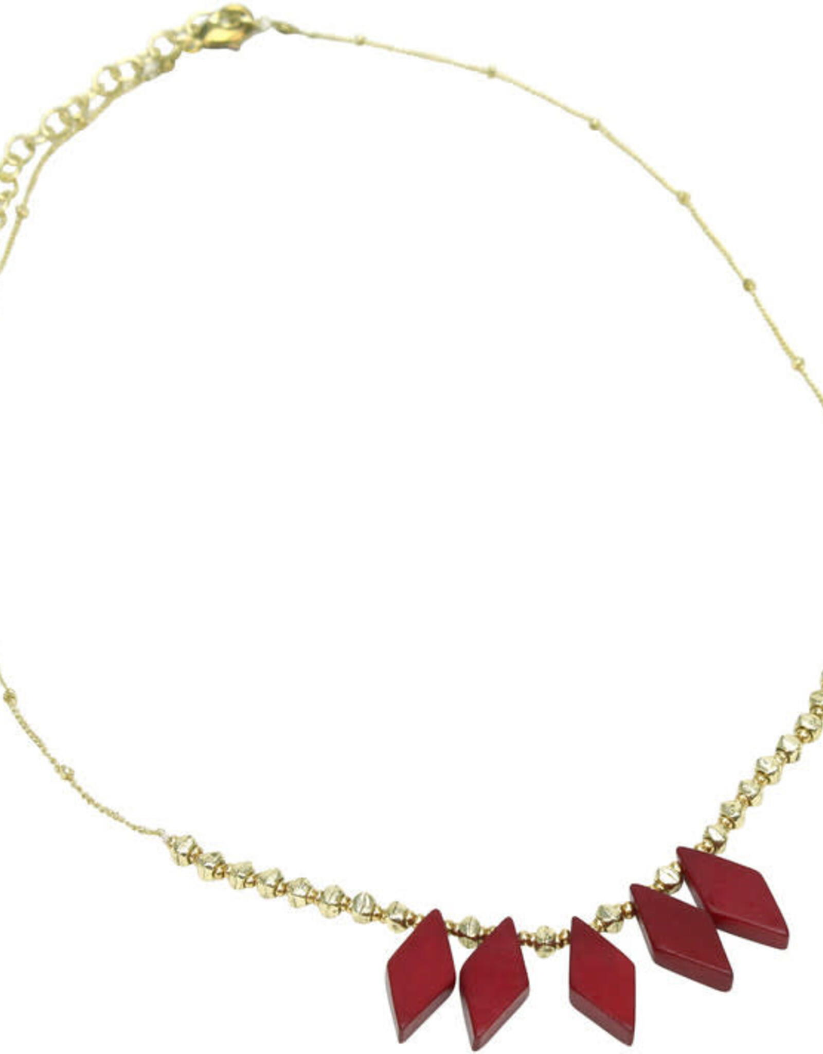 Ten Thousand Villages Canada Ruby Bone and Brass Necklace