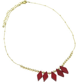 Ten Thousand Villages Canada Ruby Bone and Brass Necklace