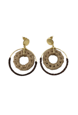 Ten Thousand Villages Canada Jute and Leather Disc Earrings