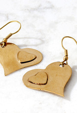 Ten Thousand Villages Canada Heart to Heart Brass Earrings