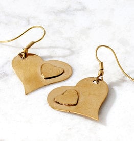 Ten Thousand Villages Canada Heart to Heart Brass Earrings