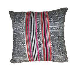 Ten Thousand Villages Canada Black and White Striped Cushion