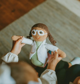 Pebble Scientist crochet doll