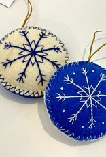 J127 Ranch Reversible Blue and White Snowflake Ornament