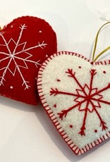 J127 Ranch Reversible Red and White Heart Ornament