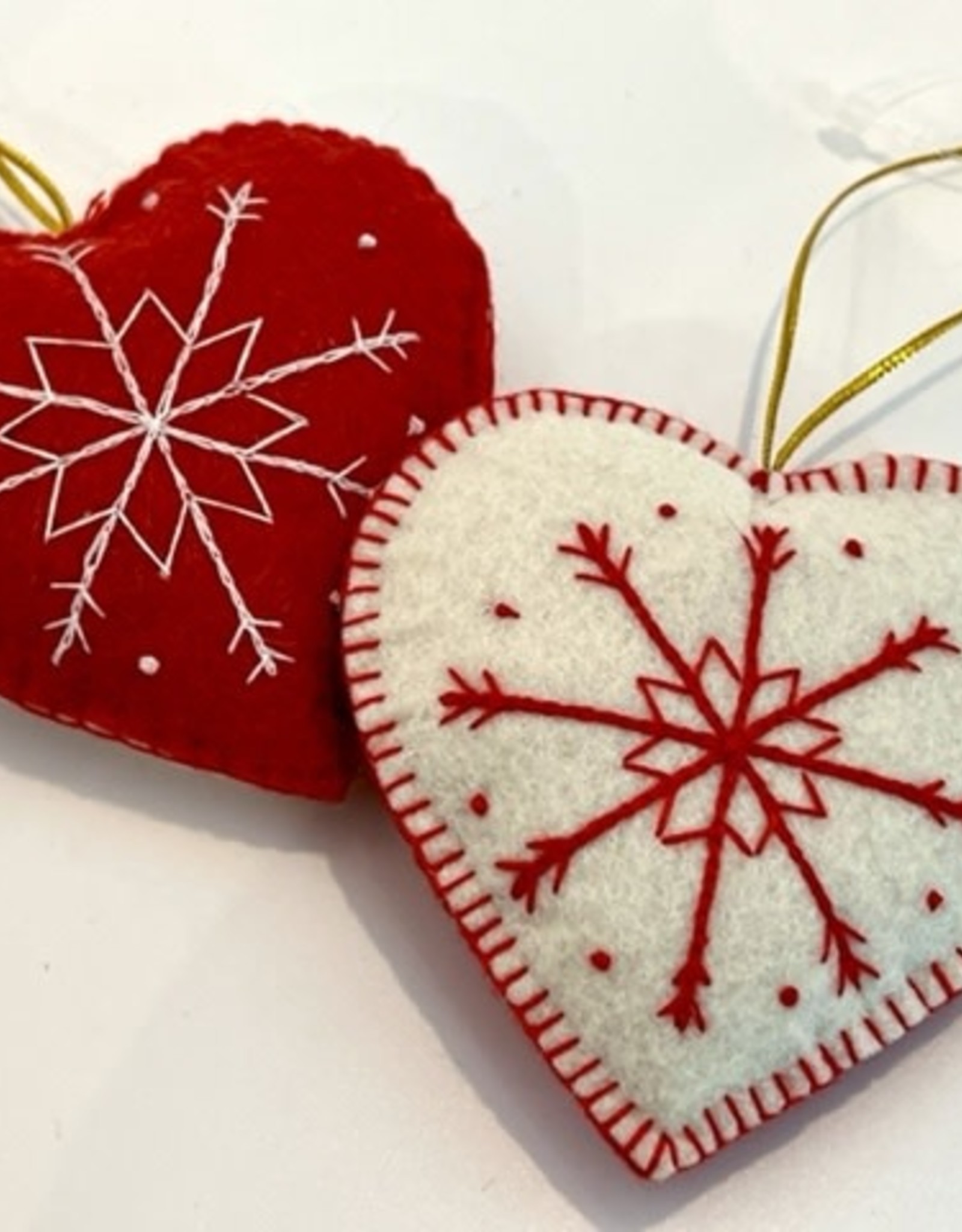 J127 Ranch Reversible Red and White Heart Ornament