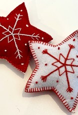 J127 Ranch Reversible Red and White Star Ornament