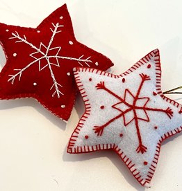 J127 Ranch Reversible Red and White Star Ornament