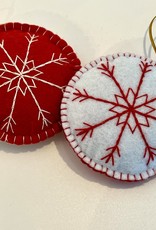 J127 Ranch Reversible Red and White Snowflake Ornament