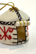 J127 Ranch Yurt Ornament - White and Red