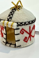 J127 Ranch Yurt Ornament - White and Red