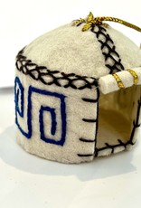 J127 Ranch Yurt Ornament - White and Blue
