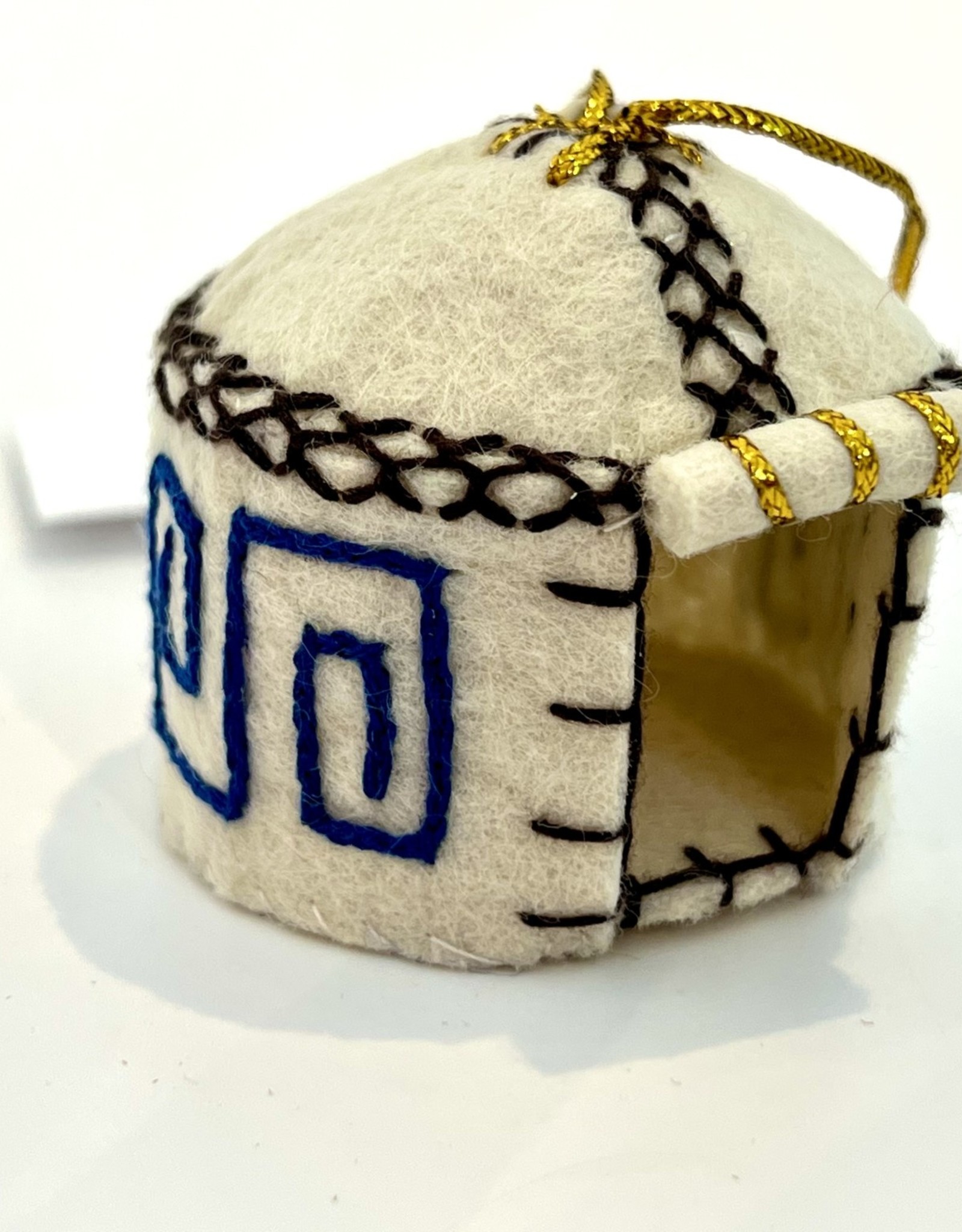J127 Ranch Yurt Ornament - White and Blue