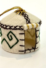 J127 Ranch Yurt Ornament - White and Green