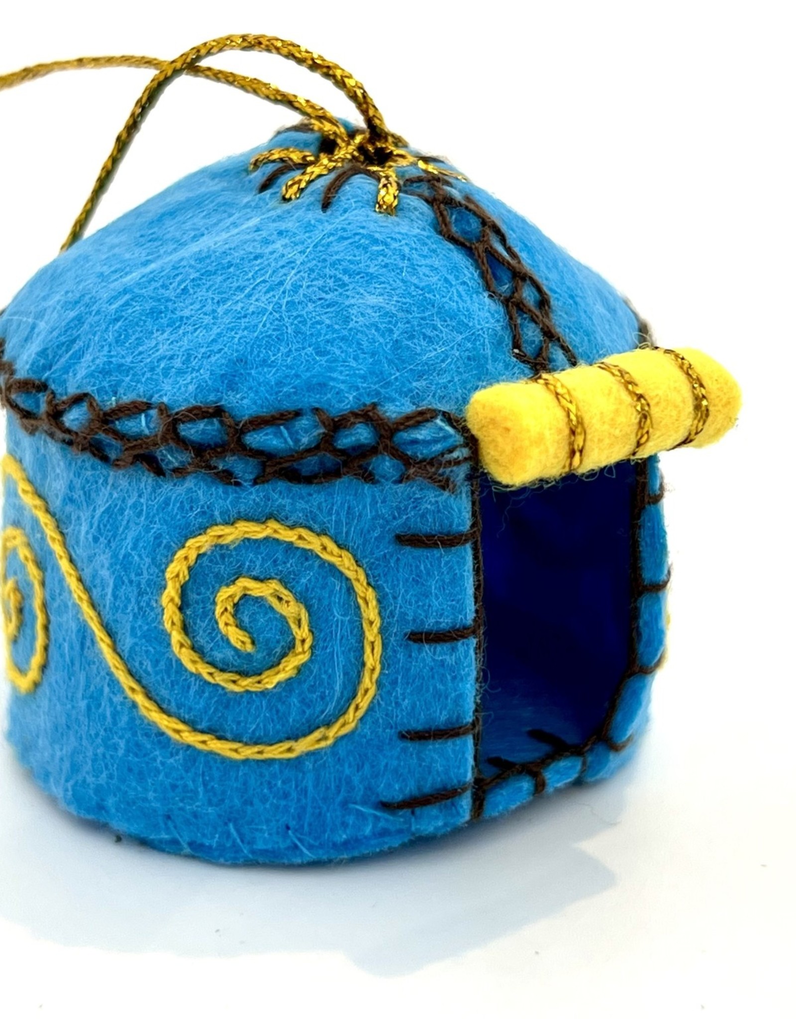 J127 Ranch Yurt Ornament - Blue and Gold