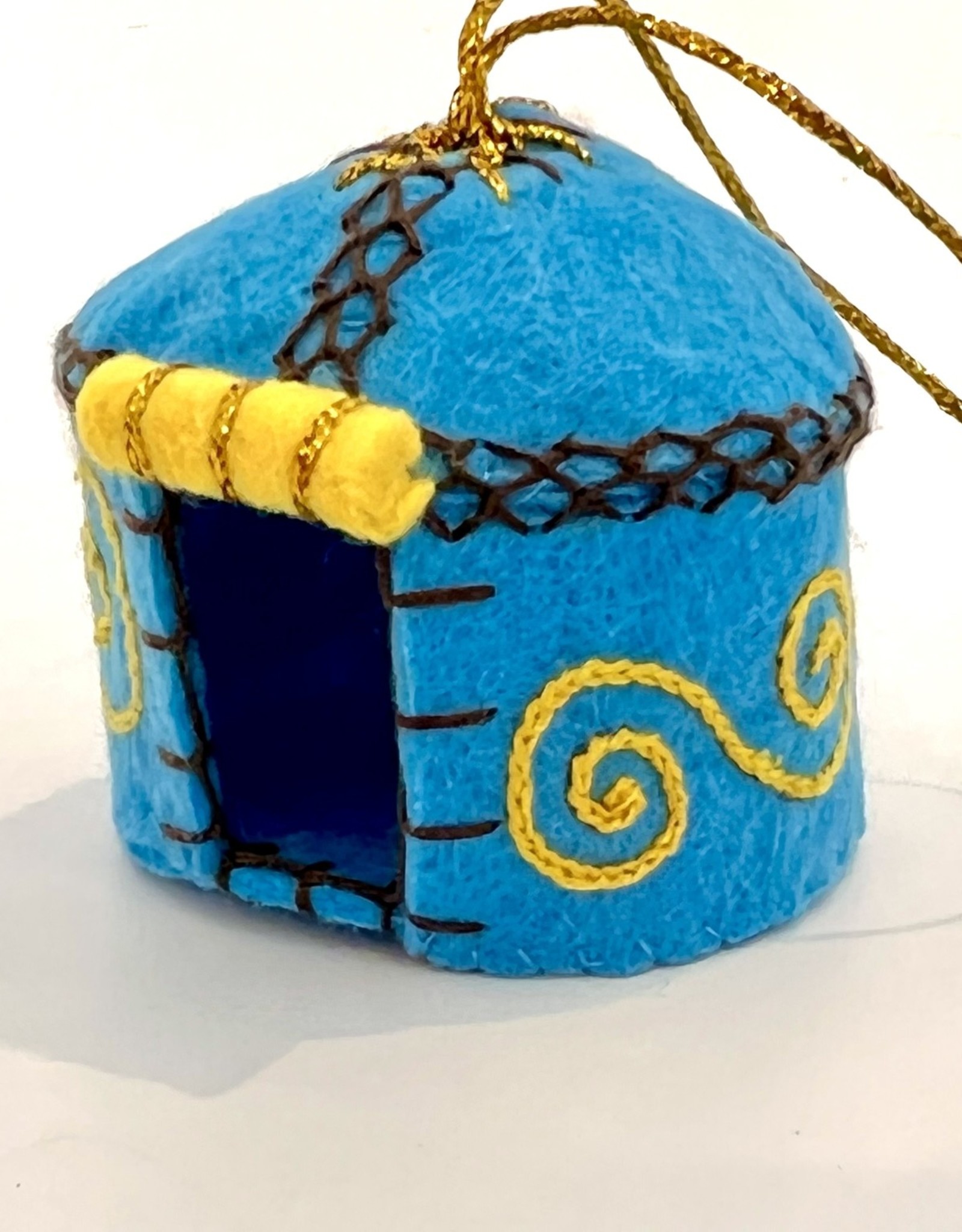 J127 Ranch Yurt Ornament - Blue and Gold