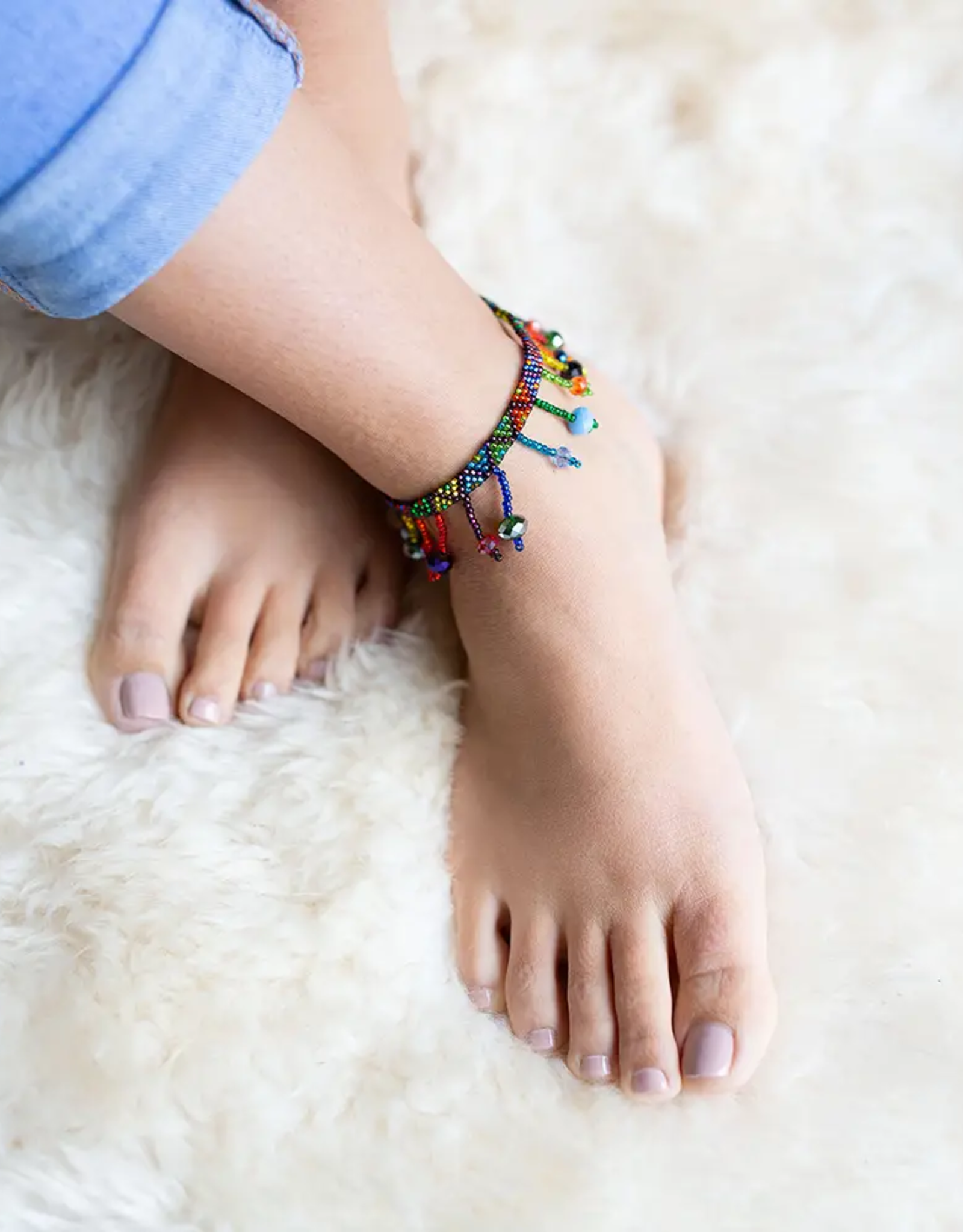 Lucia's Imports Rainbow Beaded Anklet