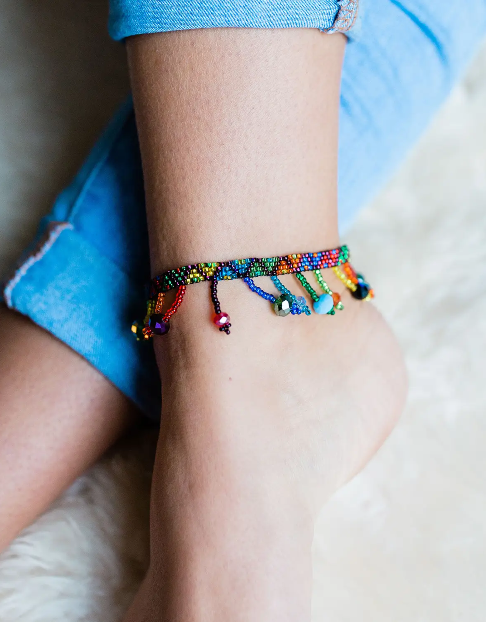 Dainty Pearl Gemstone Beaded Anklet Bracelet | Caitlyn Minimalist