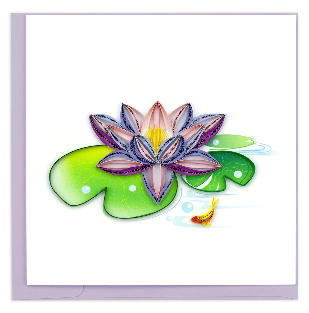 Quilled Water Lily Card Bunyaad