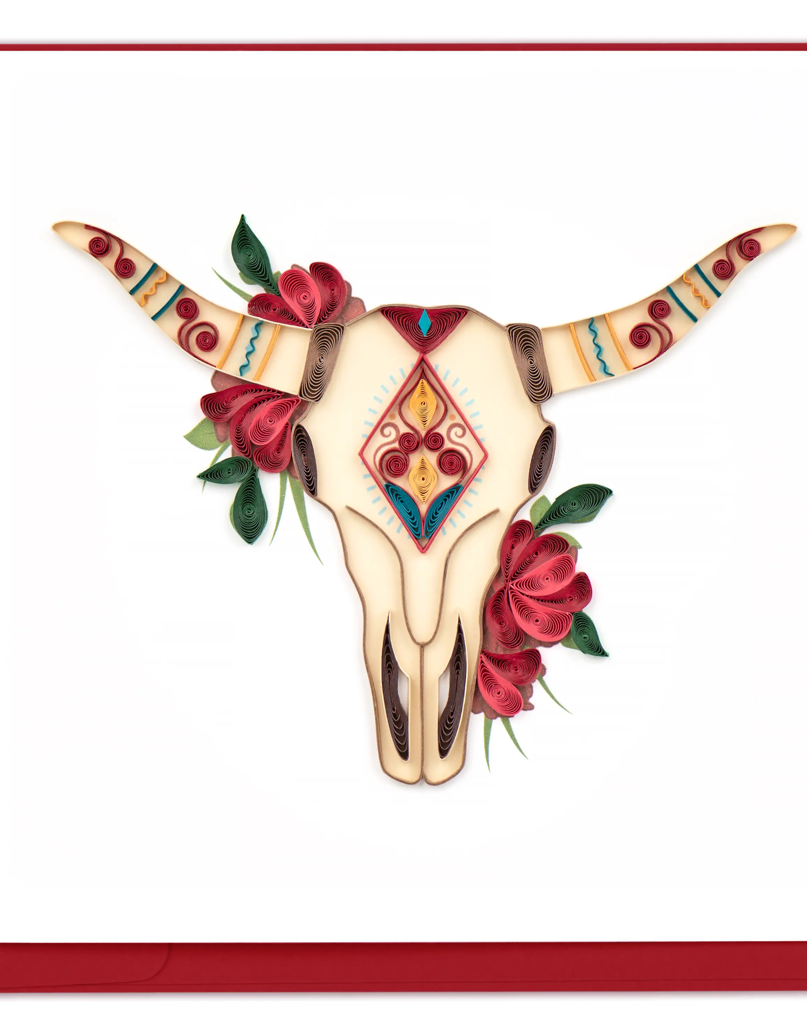 Quilling Card Quilled Decorated Longhorn Skull Greeting Card