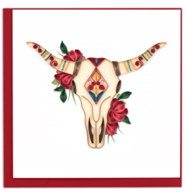 Quilling Card Quilled Decorated Longhorn Skull Greeting Card