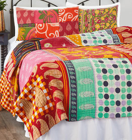 Serrv Queen-Size Kantha Patchwork Quilt