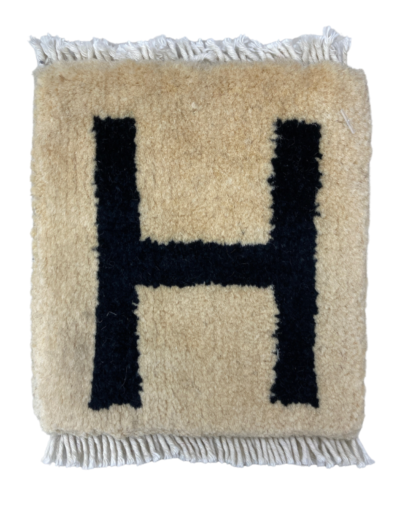 Bunyaad Pakistan Letter "H" Mug Rug - Ivory