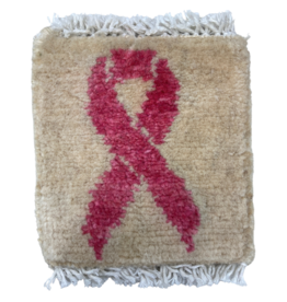 Bunyaad Pakistan Pink Ribbon Mug Rug - Ivory