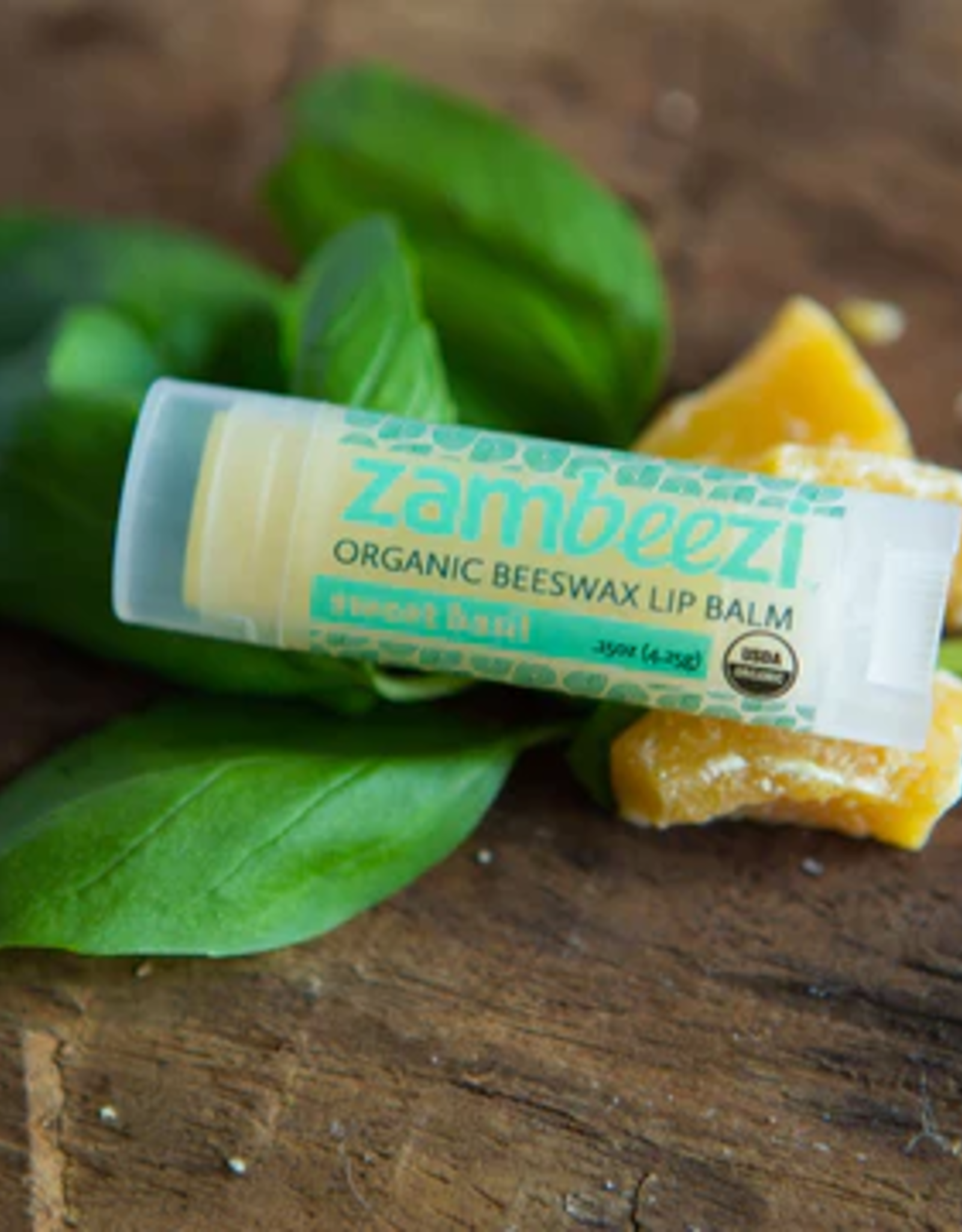 Zambeezi Sweet Basil Organic Beeswax Lip Balm