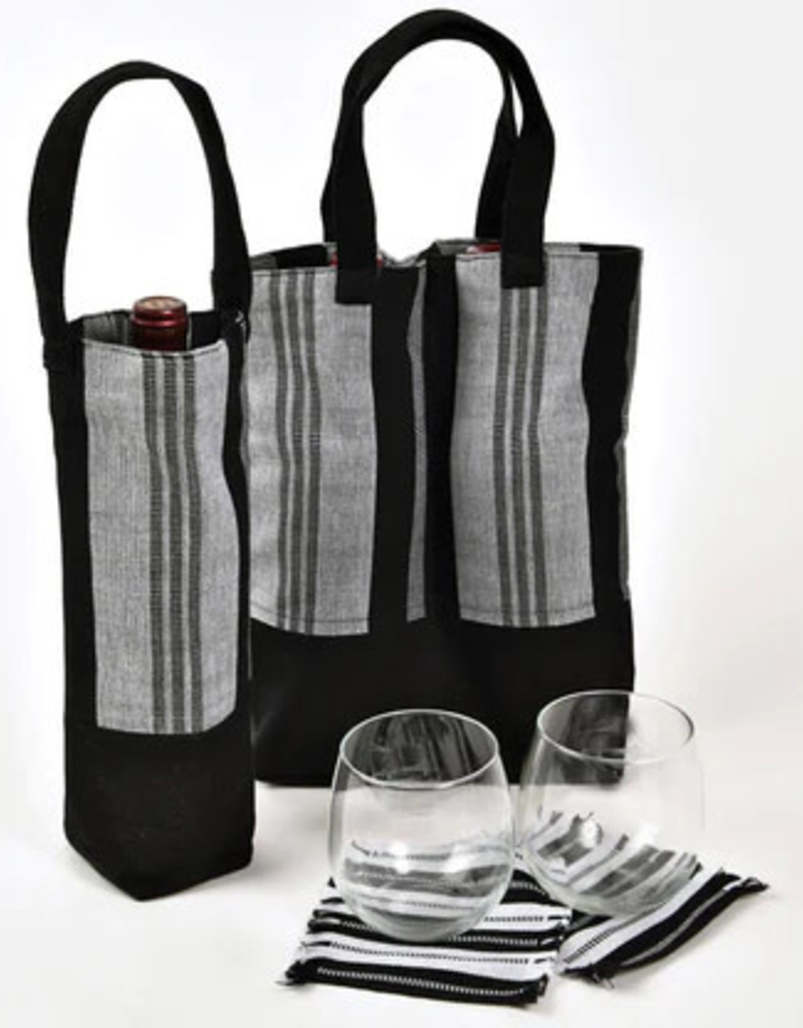 Mayamam Weavers Double Wine Tote Bag - Black and Gray