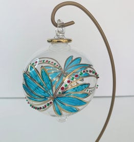 Dandarah Blown Glass Ornament - Turquoise Butterfly Sphere