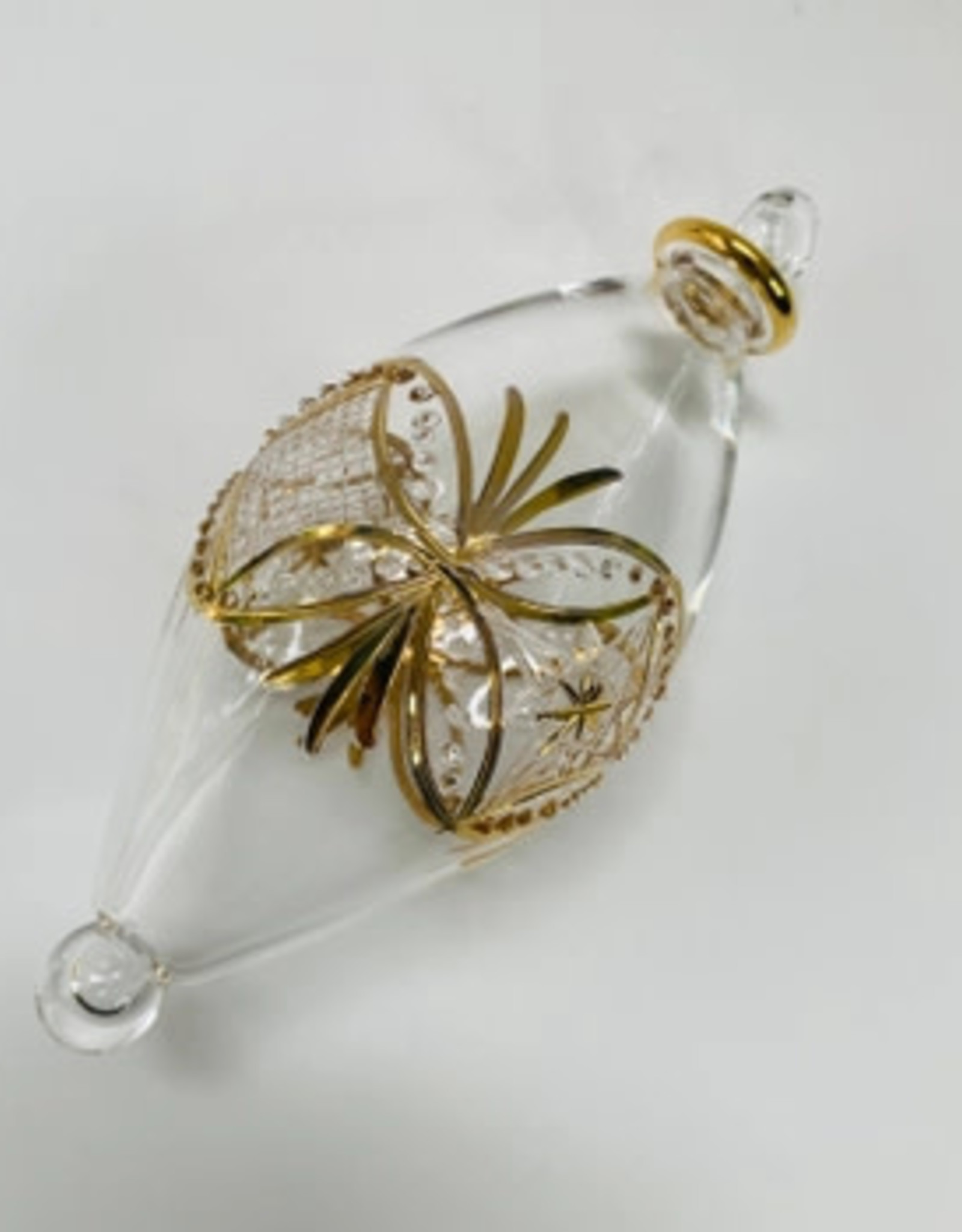 Dandarah Blown Glass Oval Ornament - Gold Carousel