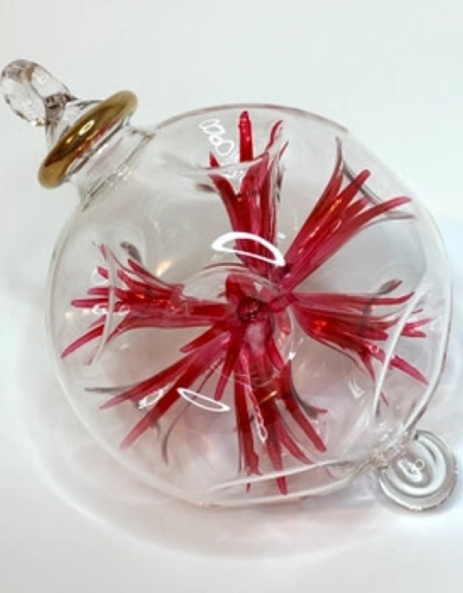 Dandarah Blown Glass Ornament - Blossoms Red