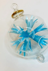Dandarah Blown Glass Ornament - Blossoms Sky Blue